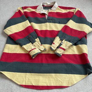 VNTG Ralph Lauren Polo Country (XL) Striped Rugby Herringbone Cotton Shirt